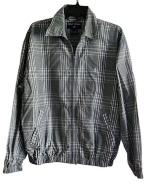 Vintage Polo Sport Ralph Lauren Gray Country Club Plaid Bi Swing Jacket